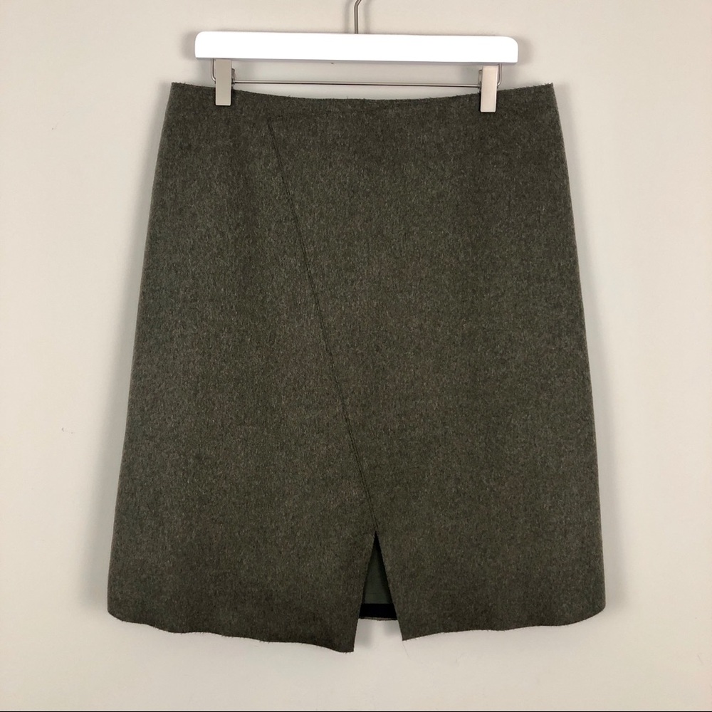 Classiques Entier Wool Blend Asymmetric Hem Skirt Dark Green